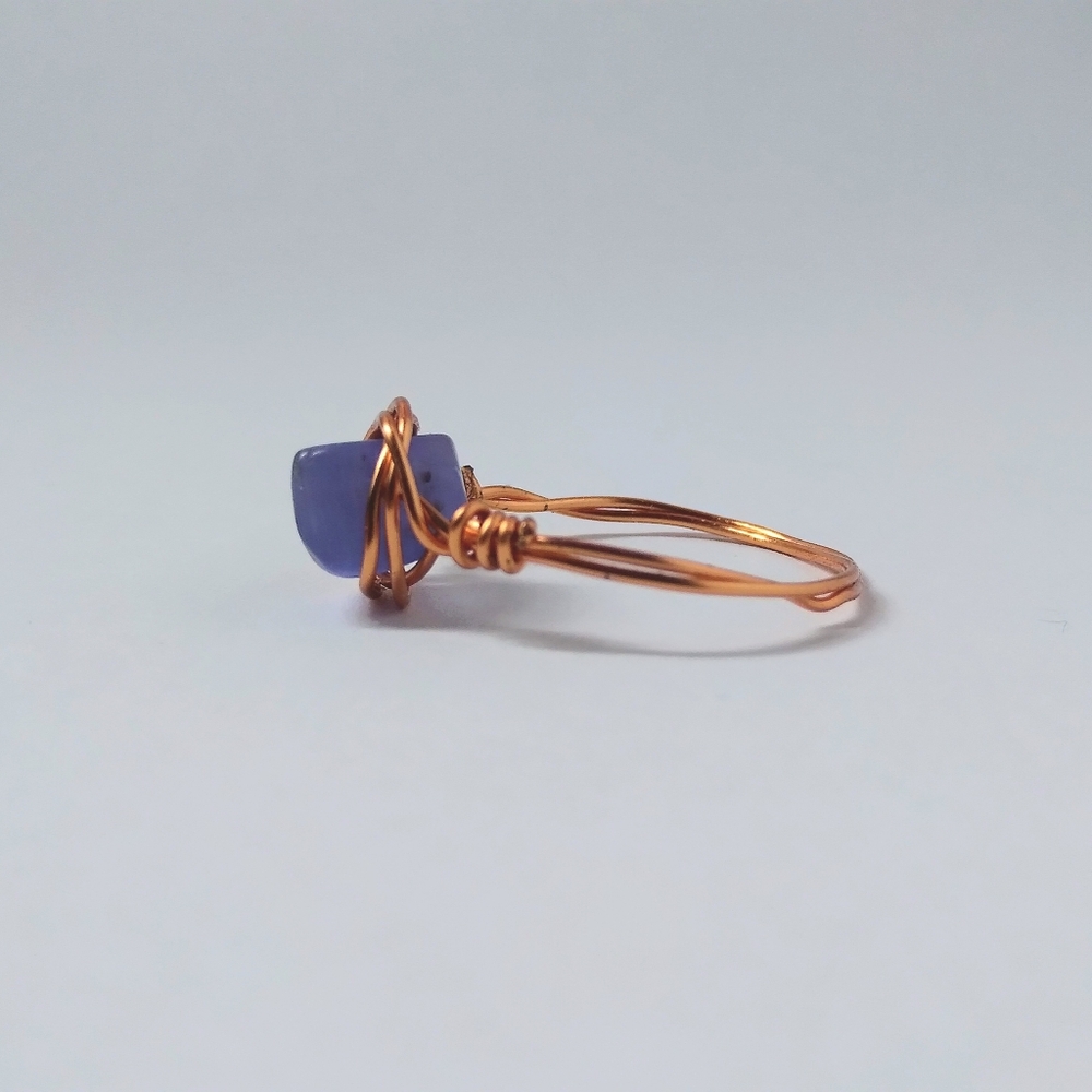 Beautiful Lavender Purple Gem Handmade Twisted Rusted Gold Ring Size